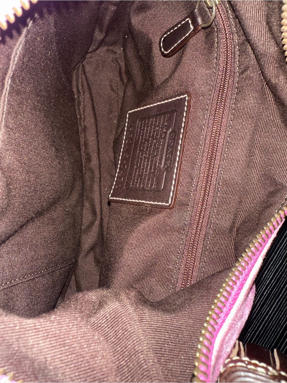 Vintage COACH Pink Hamilton Suede Flap Soho Shoulder Bag 7471 - Picture 14 of 16